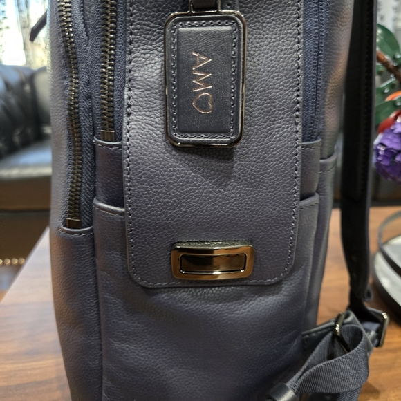 Tumi Navy Gemma Leather Backpack
